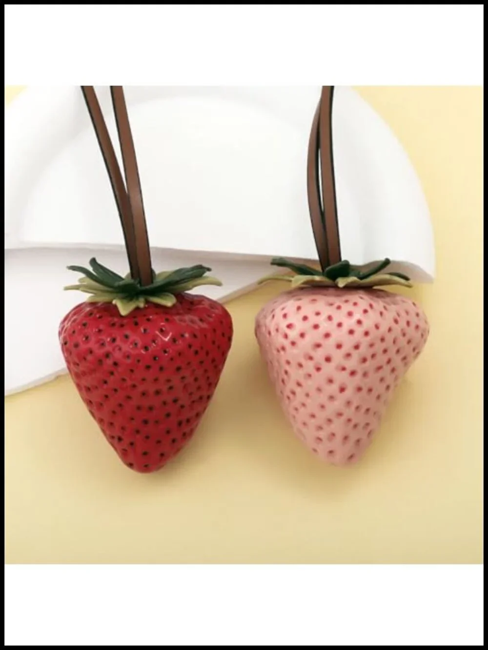Resin Strawberry Bag Charm Keychain - 3D Fruit Purse Accessory for Women